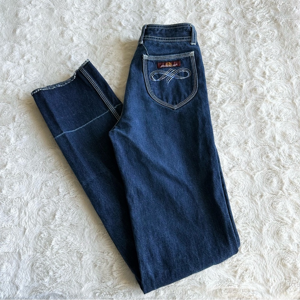 Vintage Jordache Jeans Womens 25 LONG (Tag 28) Dark Wash Horse Head 80s 90s Vtg